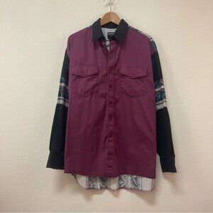 Vintage Frontier Series Western Shirt Long Sleeve Colorful Aztec Print Sz XL